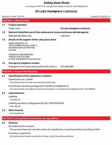 EZ Lube Liquid SDS