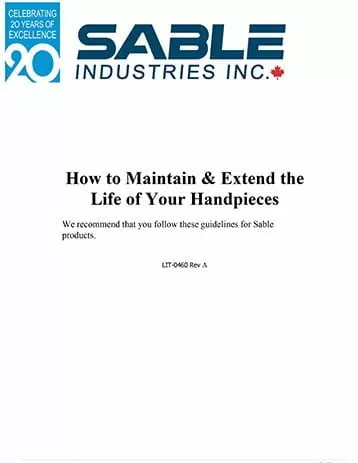 Handpiece Maintenance Guide - Sable Industries