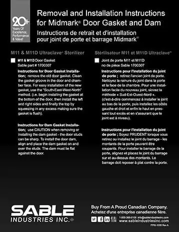 Midmark M11 Type Door Gasket & Dam